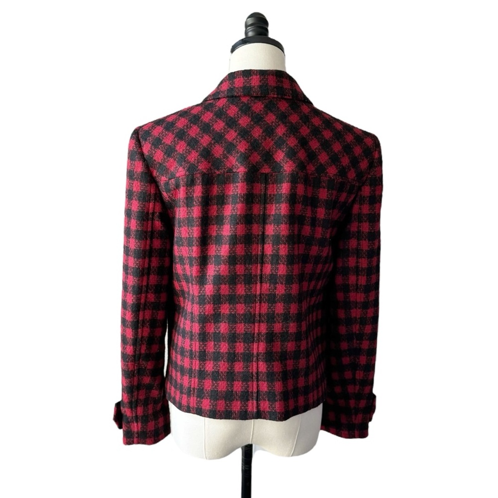 Brooks Brothers Red Fleece Wool Check Cropped Jacket | 6 - Picture 5 of 13
